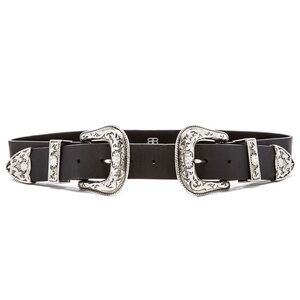 B-Low the Belt Black Belt with Silver Buckles